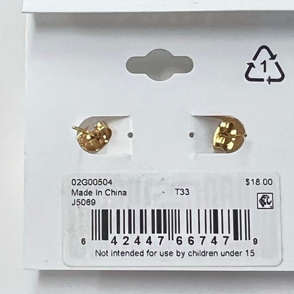 Chaps Gold and White Pearl Earrings with lucky Roman coin design Swirled Design - Picture 3 of 4